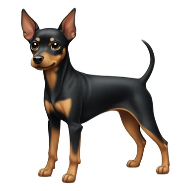 Pinscher dog color black and tan, with ears standing up sticker