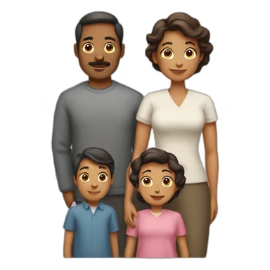 Family with 4, father, mother, Big boy, small girl sticker