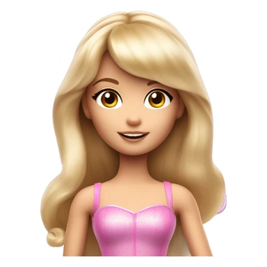 Blonde Barbie with full bangs and long hair and hazel eyes flying dressed as a fairy with a wand sticker