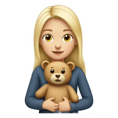 Blonde girl holding a teddy bear sticker