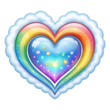 heart magic sparkles cloud rainbow heart sticker