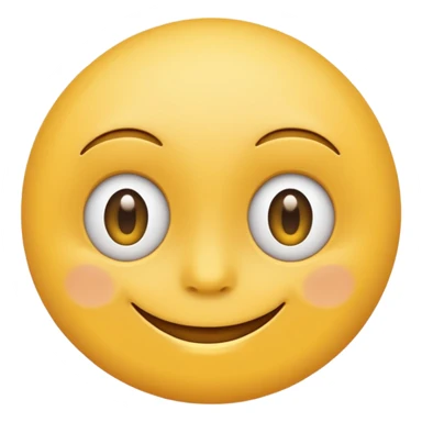 Emoji, yellow round smiling face, curved eyes sticker