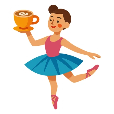 A ballerina holding a cup of cappuccino sticker