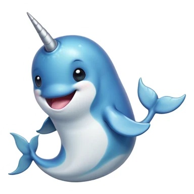 Cinematic Comical Cute Narwhal Portrait Emoji, Head tilted dramatically with an exaggeratedly amused expression, featuring a uniquely curved tusk, a sleek body with wide, comically expressive eyes brimming with playful disbelief, Simplified yet hilariously expressive features, highly detailed, glowing with a slightly sassy oceanic glow, high shine, dramatic yet playful, stylized with an air of cheeky marine mischief, soft glowing outline, capturing the essence of a meme-worthy cute narwhal that looks ready to side-eye its way into viral fame! sticker