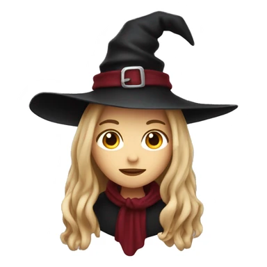 beautiful long haired witch, red, black, burgundy sticker