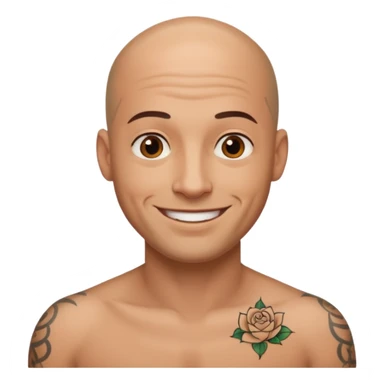 bald handsome men  with tattoo sticker