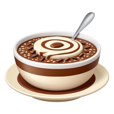realistic emoji of champorado, close-up view of chocolate rice porridge with creamy condensed milk, accurate colors and textures, appetizing appearance sticker