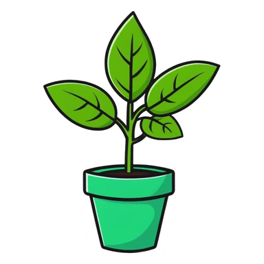 Fresh basil plant with green leaves sticker