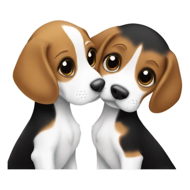 Beagles kissing black sticker