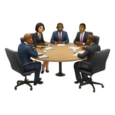 5 people business meeting sitting at a table sticker