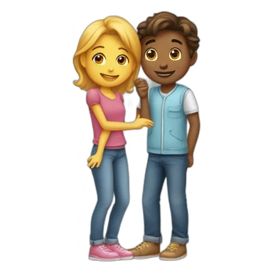 Fille et garçon bisous sticker