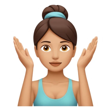Minimal wellness-style emoji of a woman doing face yoga exercises, hands gently lifting and stretching facial muscles, calm and natural look, clear face yoga movement, simple and easy-to-understand icon, no beauty or medical elements

 sticker