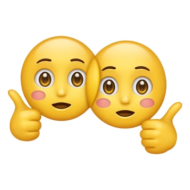 yellow emoji with begging eyes and two finger pointing at one another finger sticker