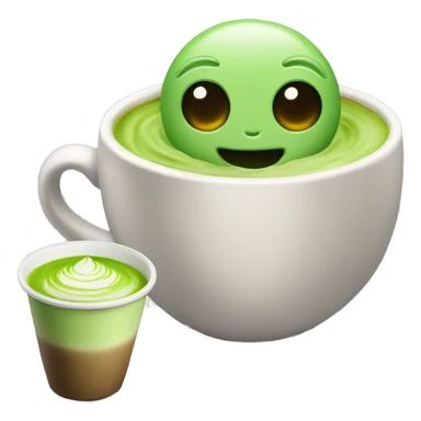 Alien with a matcha latte sticker