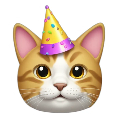 cat with a party hat and confettis sticker