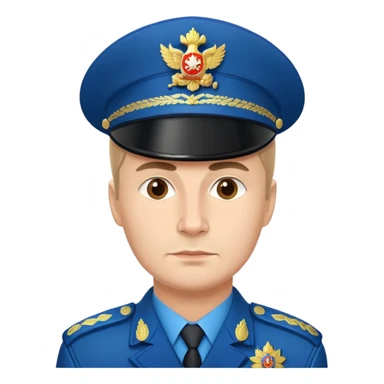 Russian policeman with traditional Russian police hat and uniform sticker