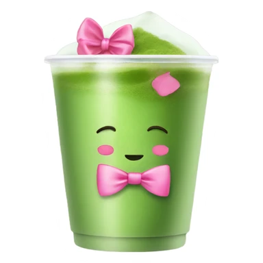 matcha with a pink bow on clear cup sticker