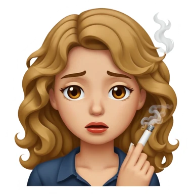 A girl with wavy hair who is smoking and crying sticker