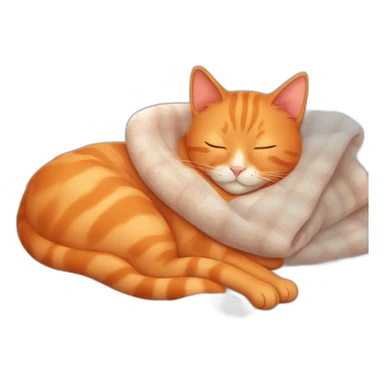 Orange cat sleeping on a blanket sticker