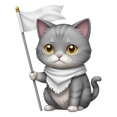 Sad Cat holding a white flag sticker