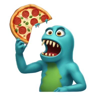 Pizza eating monster sticker
