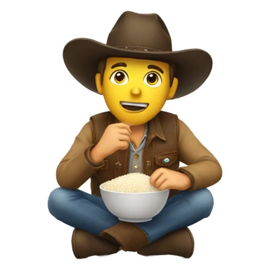 Cowboy eating a bowl of rice  sticker