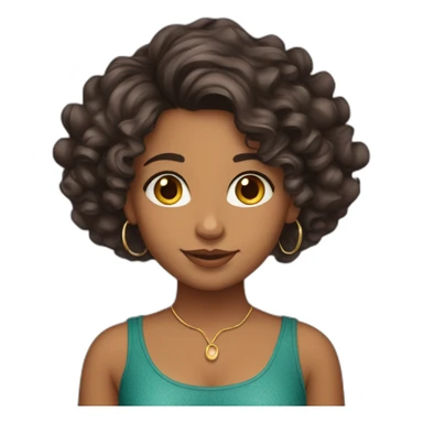 Indian girl wavy curly hair medium skin that is tanned with hoop earrings sticker