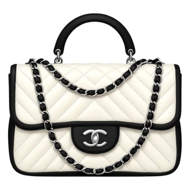 white tweed Chanel bag And black chain sticker