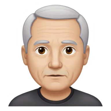 Front-facing portrait of René Monclova. Older Hispanic man with light complexion, round face, and wide jawline. Short gray-white hair with receding hairline. Expressive dark eyes, prominent eyebrows. Professional appearance. Wearing a dark shirt. sticker