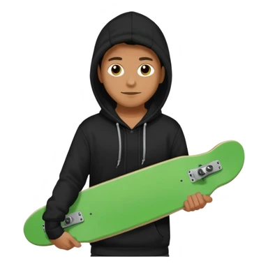 Un hombre sorteando con camisa negra encapuchado y tabla verde  sticker