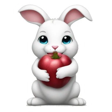 White bunny holding pomegranate sticker