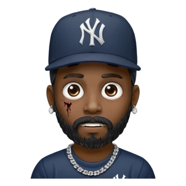 Hazme un zombie con barba en la barbilla el emoji que esté en blanco y negro osea la foto que tenga aretes pequeños una gorra volteada de los new York yankee y una cadena de diamantes que diga W sticker