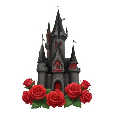 Black and red gothic castle with roses sticker