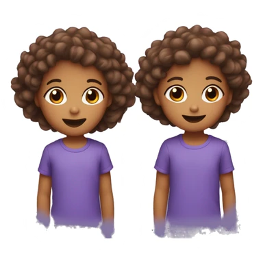 triplets wearing blue orange and purple sticker