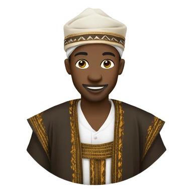 Hausa  man in full hausa dress with cap sticker