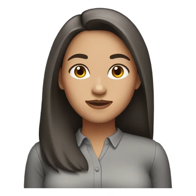 women with side part and really dark brown hair and tight grey shirt and straight long hair sticker