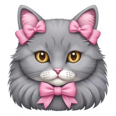 Grey cat pink bow sticker