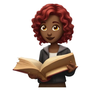 Girl with dark red wavy hair with reading a fantasy book  sticker