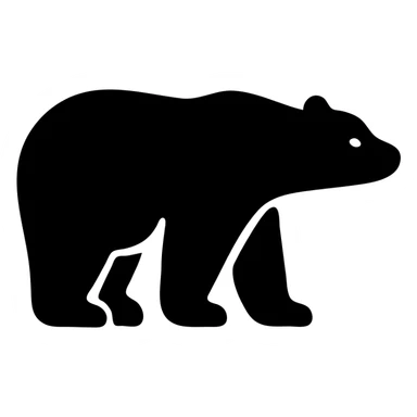 polar bear, solid black filled icon, bold shape, no color sticker