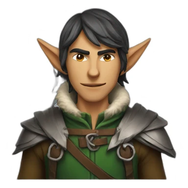 rogue male elf with a wolf sticker