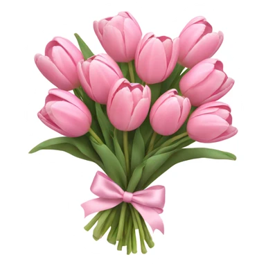 Pastel pink tulip bouquet with bow and heart sticker