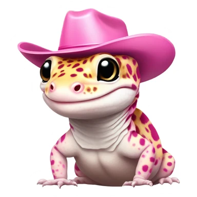 leopard gecko with a pink cowgirl hat sticker