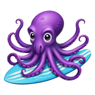 Purple octopus surfing   sticker