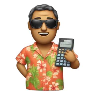 calculator wearing sunglasses and a Hawaiian shirt sticker