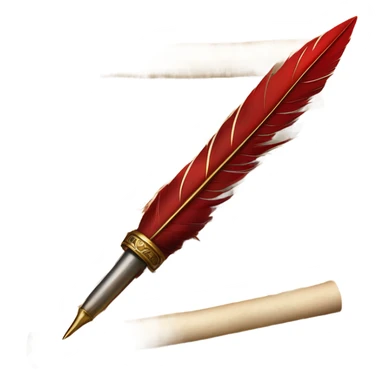red quill pen writing letters on a parchment scroll sticker