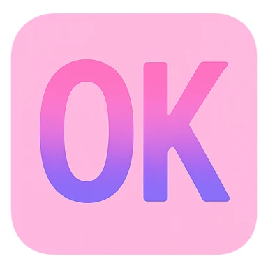 pink square with gradient 'OK' text sticker