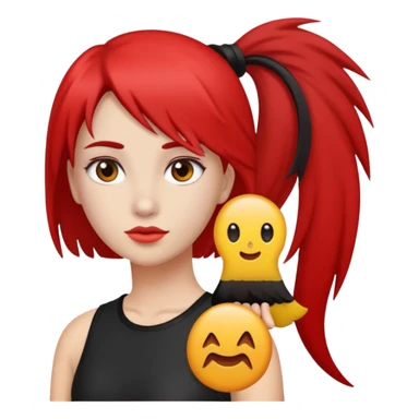 Girl with half red half black mullet sticker