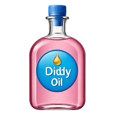 bottle of oil blue top pink outside with logo that says Diddy oil sticker