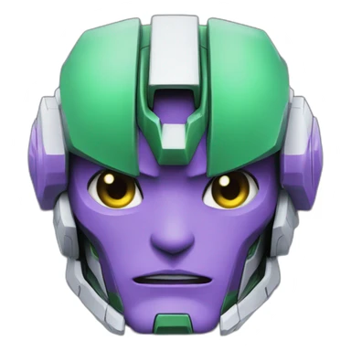 purple and green gundam mecha face sticker