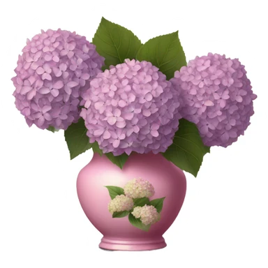 Lilac Hydrangeas in pink vintage vase sticker
